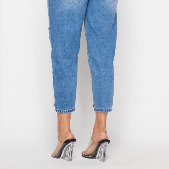 AMERICAN BAZI HIGH WAISTED ANKLE CROPPED MOM DENIM JEANS - Picture 12 of 14